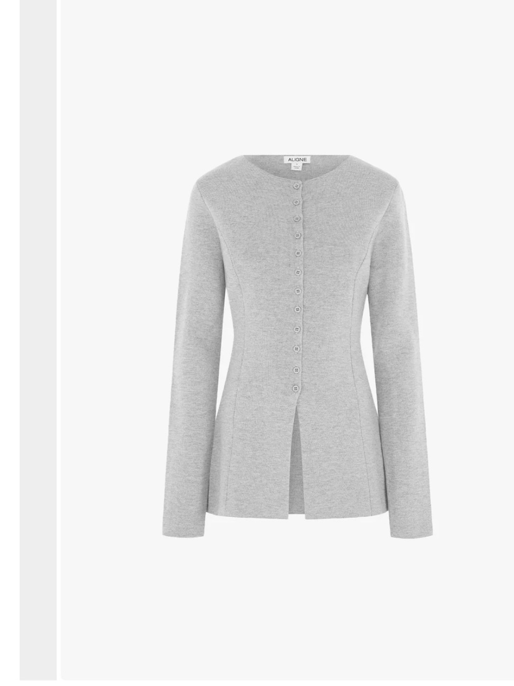 Aline Crewneck Button-Front Gray Cardigan